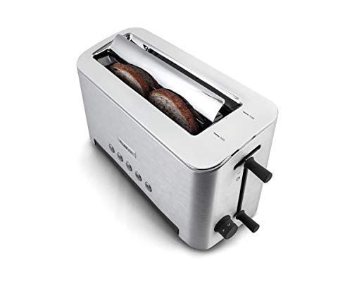 Kenwood Persona TTM610 - Tostadora con una abertura larga para 2 tostadas o una grande, rejilla extraible cómoda, varios programas, 1080 W, color plata