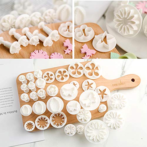 KEPEAK Nuevas Hornear de Molde, 33pcs Cortadores de Embolo de Fondant, DIY Decoración de Pasteles de Galletas, Flor/Corazón/Mariposa/Estrella Herramientas para Dar Forma a Chocolate