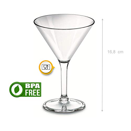 Kerafactum - 2 copas de Martini, plástico duradero y duradero, copas de cóctel, copas de fiesta, copas para refrigerios, óptica de vidrio, aptas para lavavajillas