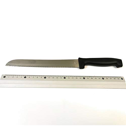 Kerafactum Cuchillo de Pan superafilado con Filo Ondulado, Sierra de Pan, Sierra de Sierra, Sierra Dentada, Cuchilla de Ondas, Cuchilla Bread de más de 30 cm de Longitud con Mango Negro