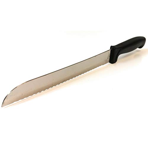 Kerafactum Cuchillo de Pan superafilado con Filo Ondulado, Sierra de Pan, Sierra de Sierra, Sierra Dentada, Cuchilla de Ondas, Cuchilla Bread de más de 30 cm de Longitud con Mango Negro