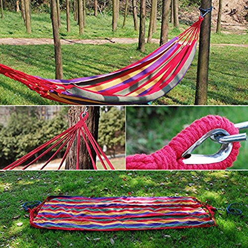 KEREITH Al Aire Libre jardín Hamaca algodón Suave Camping Hamaca con Mochila, Mejor para Patio (Rojo/Amarillo,MAX Load 450lbs)