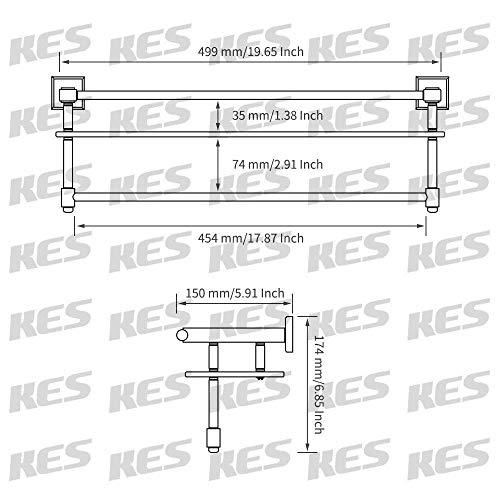 KES Estanteria Baño con Toallero Sin Taladro Ducha Estanteria Pared Acero Inoxidable SUS304 Acabado Cepillado, A2225DG-2