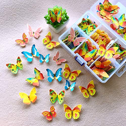 Kesheng 50pcs Mariposas Comestibles de Papel de Oblea Arroz para Decoración de Pasteles Colores Surtidos