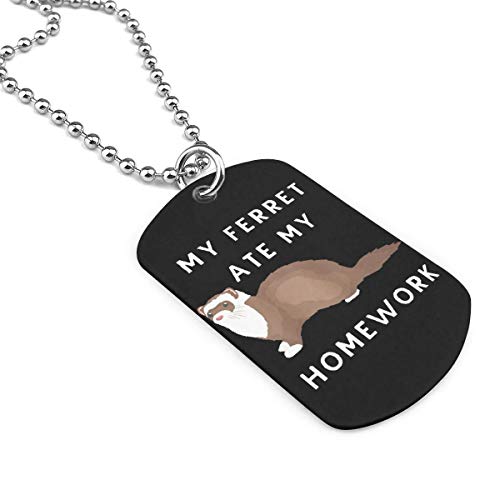 Keshontae Mi Huron comio mi Tarea Collar Militar Personalizado Llavero Colgante Etiqueta de Perro Colgante de joyeria