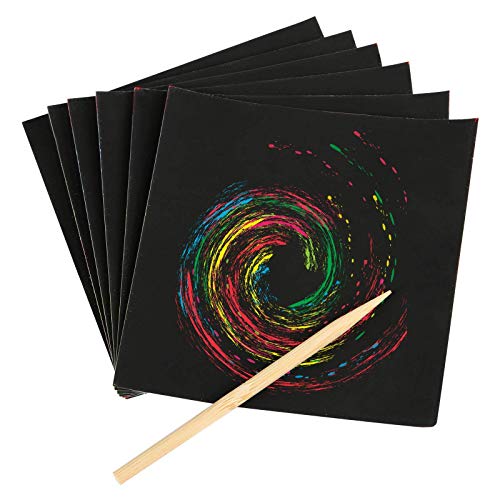 Kesote 100 Hojas Papel de Rascar + 2 Plumas de Bambú Tablero de Dibujo de Rascar de Arco Iris Papel de Scratch Hojas Desmontables para Notas, Dibujos, Juegos