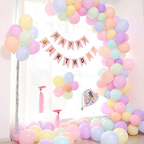 Kesote 120 Globos Látex Pastel Globos Macaron Pastel Helio para Decoración Cumpleaños Fiestas Boda San Valentín (11 Colores, 10 Pulgadas)