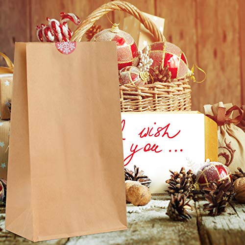 Kesote Conjunto de 48 Bolsa de Papel Kraft + 48 Pegatinas del Sello de Navidad Bolsa de Papel para Alimentos Bolsa, 27 x 15 x 9 CM