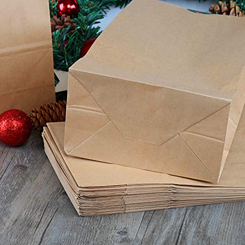 Kesote Conjunto de 48 Bolsa de Papel Kraft + 48 Pegatinas del Sello de Navidad Bolsa de Papel para Alimentos Bolsa, 27 x 15 x 9 CM