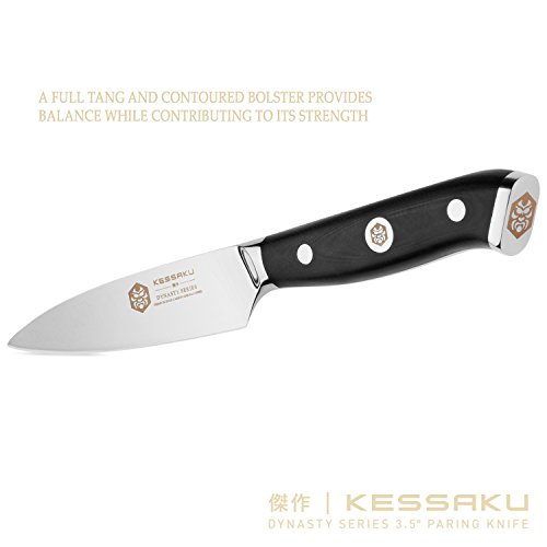 Kessaku - Cuchillo de pelar de la serie Dynasty - acero alemán HC, mango de resina G10, 3.5 pulgadas