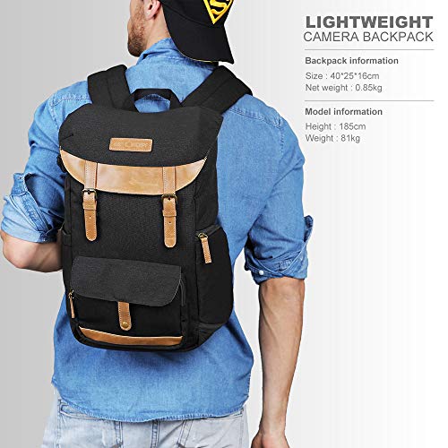 K&F Concept Mochila Impermeable para Cámara de Fotos y Trípode con Bolsillo para Laptop Portátil 11”