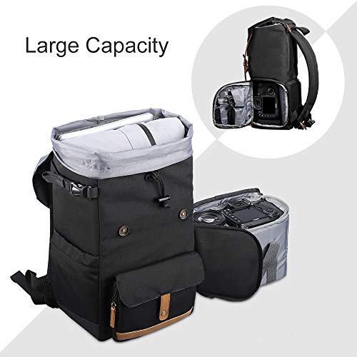 K&F Concept Mochila Impermeable para Cámara de Fotos y Trípode con Bolsillo para Laptop Portátil 11”