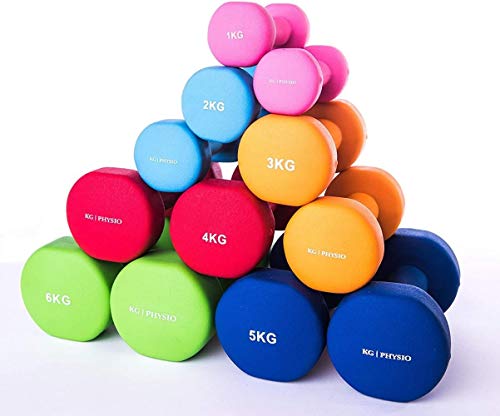 KG Physio neopreno Dumbells, juego de 2 pesos de la mano - A3 Poster - Pesos disponibles - 1 Kg, 2 Kg, 3 kg, 4 kg, 5 kg, 6 kg, 8 kg, 10 kg (que se vende como un par), Tamaño: 5kg, Color: azul oscuro