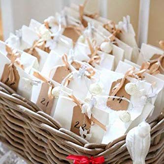 kgpack 50x Bolsas de Papel Kraft DIY 14 x 26 x 8 cm | Bolsas de Papel Kraft para niños | Calendario de adviento | Bolsa de Regalo de Fondo Plano | Bolsa de Papel de Alimentos