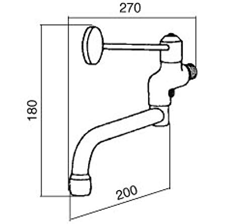 Kibath L162554 Grifo Medical pared Caño Giratorio. Ideal para uso en entornos de sanidad con accionamiento mediante palanca larga, Cromo brillo