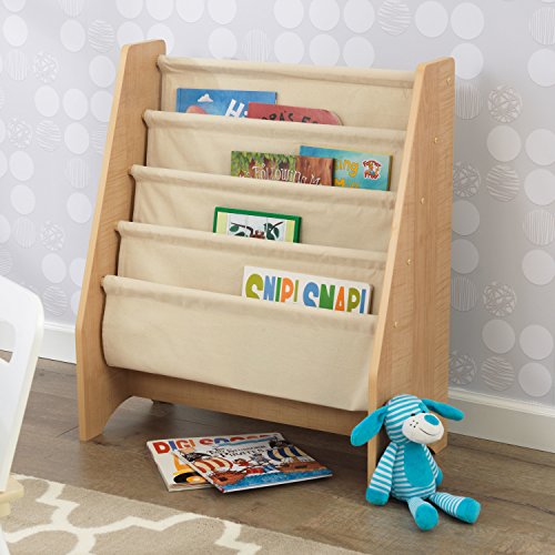 KidKraft Estantería Expositor de Madera, Muebles de Dormitorio para niños, exhibidor de Libros para Almacenamiento, Tela, Beige