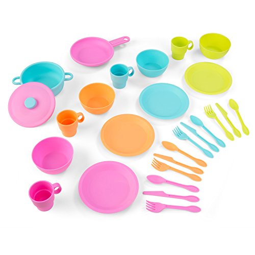 KidKraft Juego infantil de 27 utensilios de cocina en colores brillantes, juego de imitación para niños con accesorios incluidos, Multicolore (63319) , color/modelo surtido