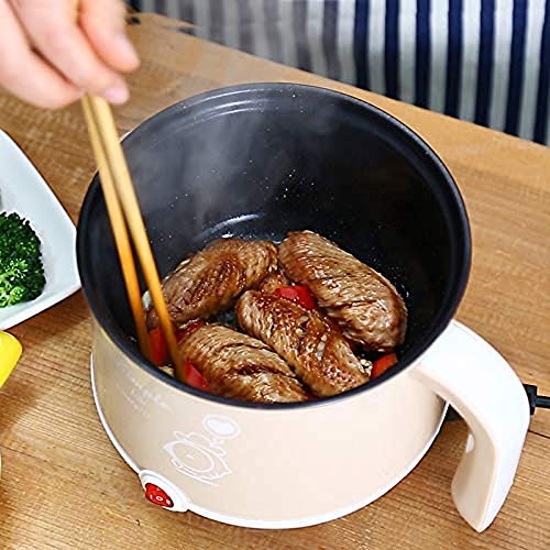 KIJHO Hot Pot eléctrica Mini, eléctrica, Fideos Cocina, Acero Inoxidable, Seguro, Estable, no tóxico, Bueno for el Dormitorio, Acampar, Viajar, Viaje de Negocios, 1.8L