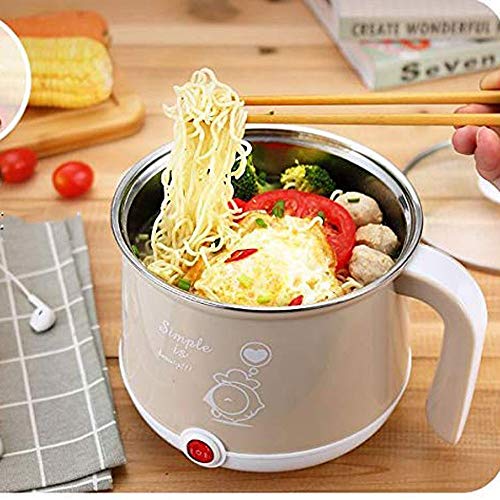 KIJHO Hot Pot eléctrica Mini, eléctrica, Fideos Cocina, Acero Inoxidable, Seguro, Estable, no tóxico, Bueno for el Dormitorio, Acampar, Viajar, Viaje de Negocios, 1.8L