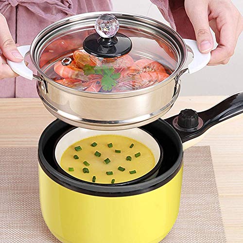 KIJHO Hot Pot eléctrica Mini, eléctrica, Fideos Cocina, Acero Inoxidable, Seguro, Estable, no tóxico, Bueno for el Dormitorio, Acampar, Viajar, Viaje de Negocios, 1L