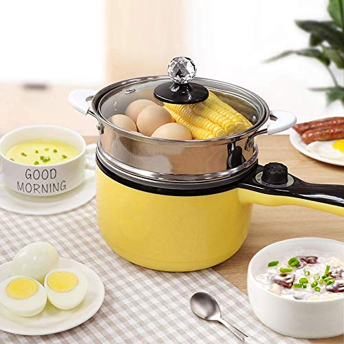 KIJHO Hot Pot eléctrica Mini, eléctrica, Fideos Cocina, Acero Inoxidable, Seguro, Estable, no tóxico, Bueno for el Dormitorio, Acampar, Viajar, Viaje de Negocios, 1L