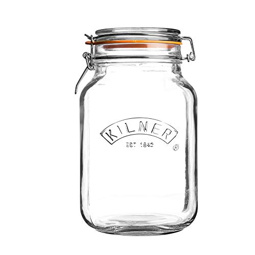 Kilner 0025.513 - Tarro para conservas, mermeladas, base cuadrada y tapa de clip, capacidad: 2 litros