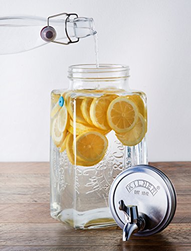 Kilner - Dispensador de bebidas de cristal para frigorífico, con escala de medición y grifo de fácil vertido, 32,7 x 14 x 18 cm, 3 litros