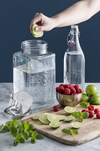 Kilner - Dispensador de bebidas de cristal para frigorífico, con escala de medición y grifo de fácil vertido, 32,7 x 14 x 18 cm, 3 litros