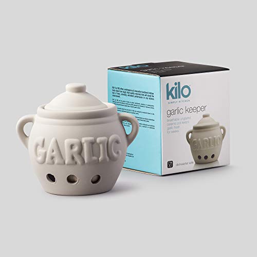 Kilo Classic - Olla de almacenamiento de ajo (cerámica, 11 cm), color beige