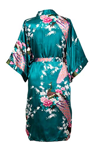 Kimono de CC Collections 16 Colores Shipping Bata de Vestir túnica lencería Ropa de Noche Prenda Despedida de Soltera (Verde Oscuro/Esmeralda)