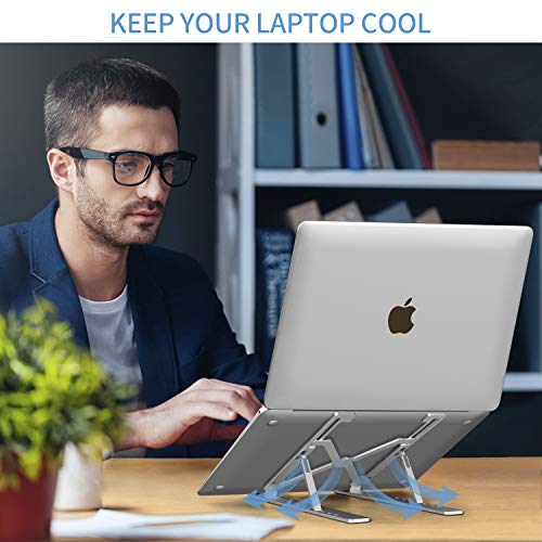 KinCam Soporte Portatil, Aluminio Ventilado Soporte Ordenador Portátil Mesa Plegable, 7 Ángulos Ajustable Laptop Stand para Macbook, DELL, HP, Lenovo, Otros 10-17 ” Portátiles y Tabletas