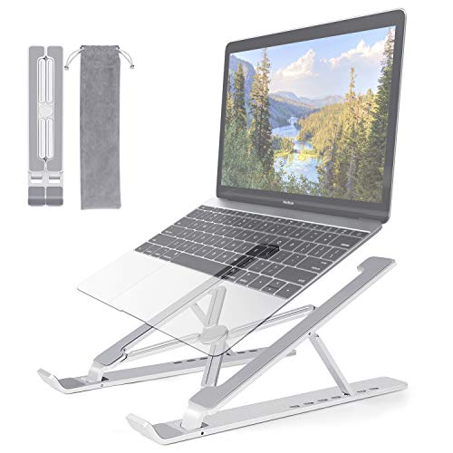 KinCam Soporte Portatil, Aluminio Ventilado Soporte Ordenador Portátil Mesa Plegable, 7 Ángulos Ajustable Laptop Stand para Macbook, DELL, HP, Lenovo, Otros 10-17 ” Portátiles y Tabletas