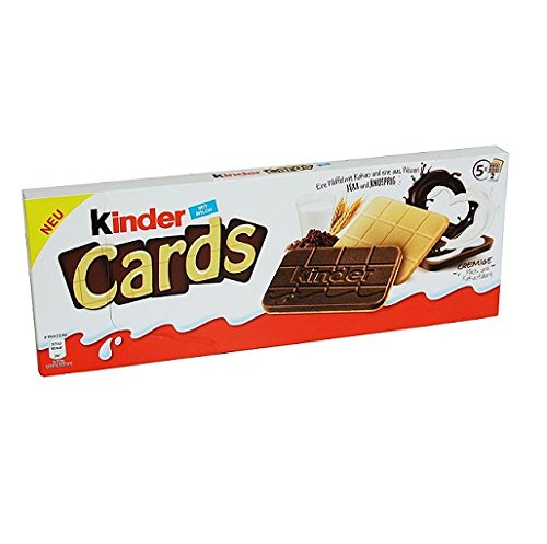 Kinder New Cards Galletas Wafer con Leche y Chocolate Blanco 128g. 5 Paquetes