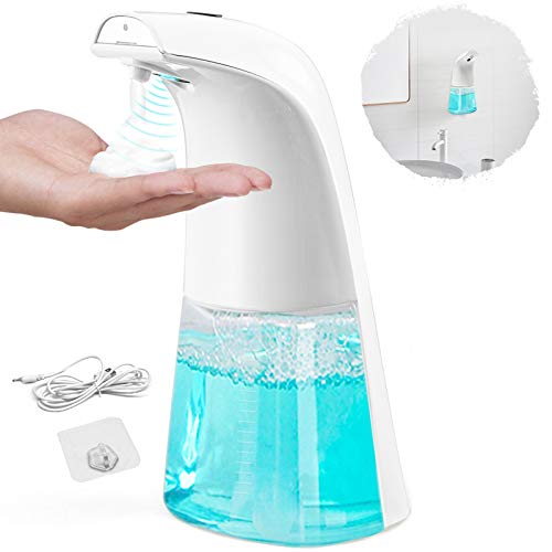 king do way 250ML Dispensadores de Jabón Automático de Pared, con Cable USB, Sensor Dispensador de Jabón Sin Contacto con Sensor Infrarrojo, para Cocina, Baño y Aseo, Jabón Líquido/Espuma