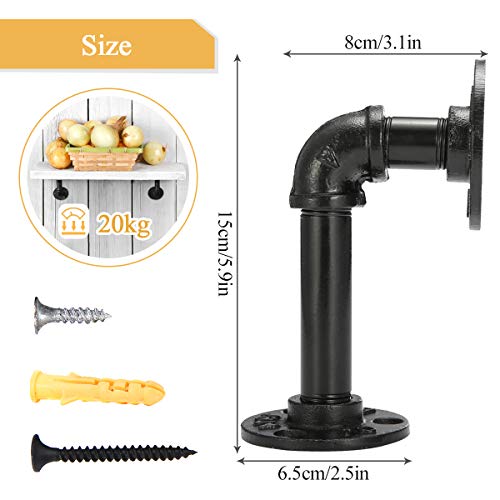 KING DO WAY 4 Piezas Soporte de Metal, Soporte de la Pared del Hierro del Estilo de la Vendimia para cartón/Plataforma/Rejillas (4pcs 15x8cm)