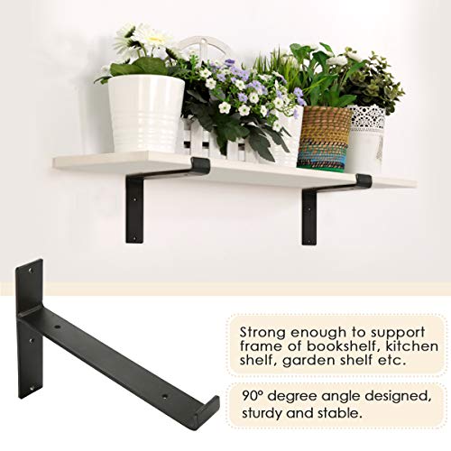 KING DO WAY Soportes de Metal, Soporte de la Pared Industrial para Estante Flotante Baldas Flotantes Negro 2 pz (T LIP)