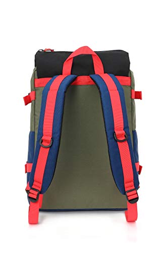 KINGSLONG - Mochila portátil impermeable con cordón extensible y antirrobo, para viajes al aire libre, para hombres y mujeres, color Vert + Bleu, tamaño Vert + Bleu