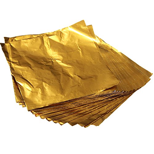 KINGSO 100pcs Square Sweets Candy Chocolate Lolly Paper Aluminum Foil Wrappers Gold by King So