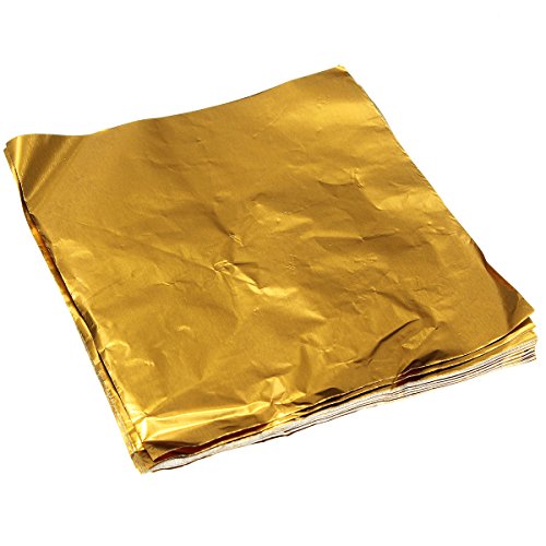 KINGSO 100pcs Square Sweets Candy Chocolate Lolly Paper Aluminum Foil Wrappers Gold by King So