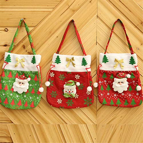 Kingus Bolsa de regalo de Navidad, suministros creativos, bolsa de regalo, bolsa de tela, bolsa de caramelo, de manzana, Papá Noel, copos de nieve, decoración