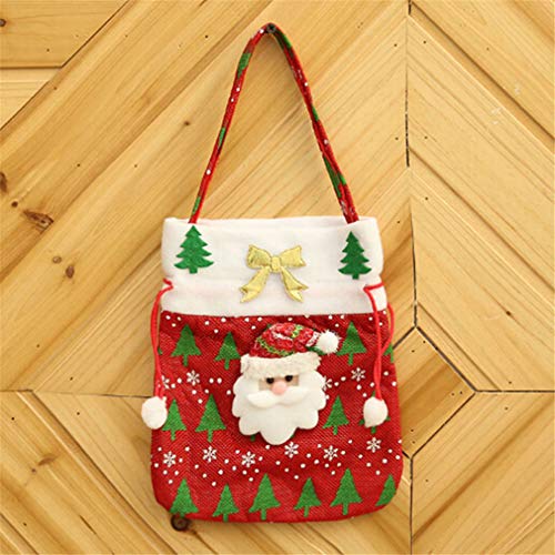 Kingus Bolsa de regalo de Navidad, suministros creativos, bolsa de regalo, bolsa de tela, bolsa de caramelo, de manzana, Papá Noel, copos de nieve, decoración
