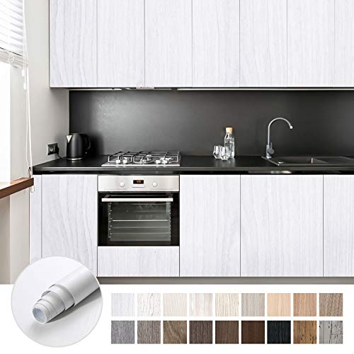 KINLO Papel Adhesivo Pintado Impermeable con la Imagen de Madera Pegatina de PVC para Decorar y Proteger Pegatina para Muebles Cocina Baño a Prueba de Agua de Moho 0.61*5M per Rollo