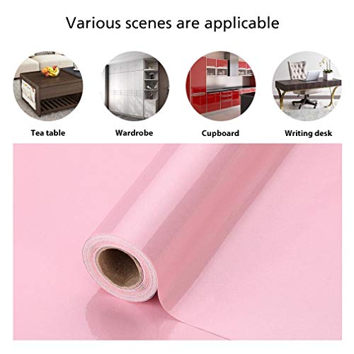 KINLO Pegatina para Muebles, 0.61*5M per Rollo Engomada Autoadhesiva de PVC para Decorar y Proteger , Pegatina para Muebles/Cocina/Baño, Papel Adhesivo Rosa a Prueba de Agua/Moho