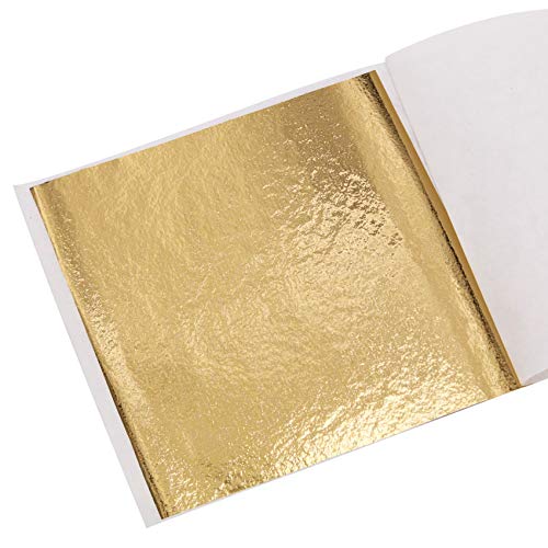 KINNO Pan de Oro de Imitación para Artesanía, Manualidades, Decoración de Muebles 100 hojas 8x8.5cm/3.15''x3.35'' (A gold)