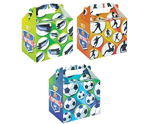 KINPARTY ® - CAJITAS de FUTBOL (Pack de 12) para regalos, para cumpleaños, para fiestas de Fútbol, para golosinas, para niñas y niños