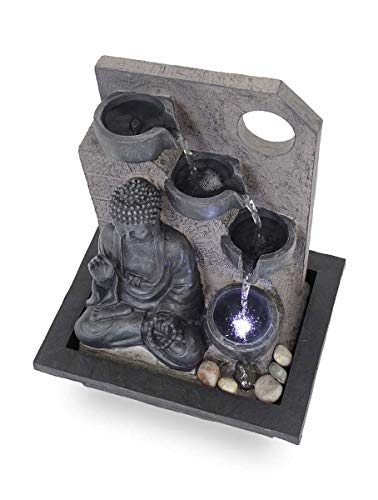 Kiom Fuente de Mesa Fuente de Interior FoBuddha Ancient Black Muy Grande con 38,5 cm LED 10871