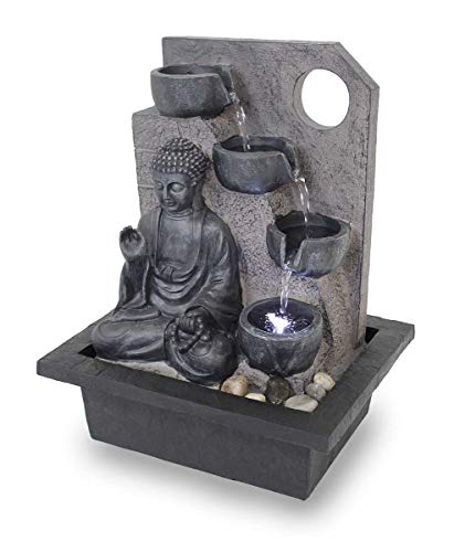 Kiom Fuente de Mesa Fuente de Interior FoBuddha Ancient Black Muy Grande con 38,5 cm LED 10871