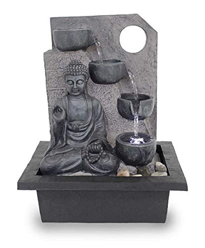 Kiom Fuente de Mesa Fuente de Interior FoBuddha Ancient Black Muy Grande con 38,5 cm LED 10871