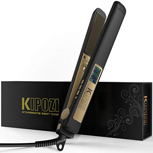 KIPOZI Plancha de Pelo Profesional, Plancha de Titanio para Alisar o Rizar el Cabello sin Daños, Pantalla Digital con Temperatura de 80 a 230℃ (Negro Mate)