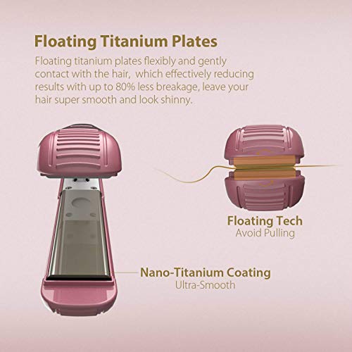 KIPOZI Pro Plancha de Pelo, Planca in Titanio con Temperatura Ajustable y Pantalla LCD Digital - Alisa & Riza Todo Tipo de Cabello, Dual Voltaje para Viajes y Apagado Automático(Oro Rosa)